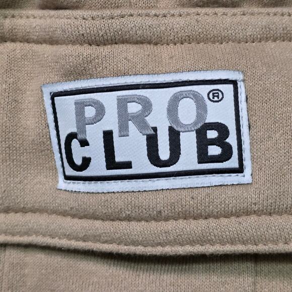 Pro Club Heavyweight Fleece Cargo Pants Men’s Large Beige Wide Leg - Picture 4 of 7